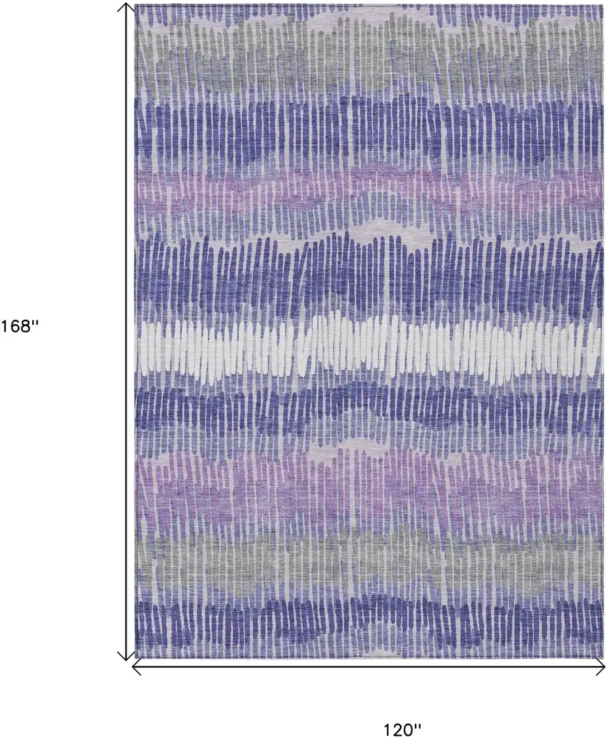 Purple And Gray Striped Washable Indoor Outdoor Area Rug Photo 3