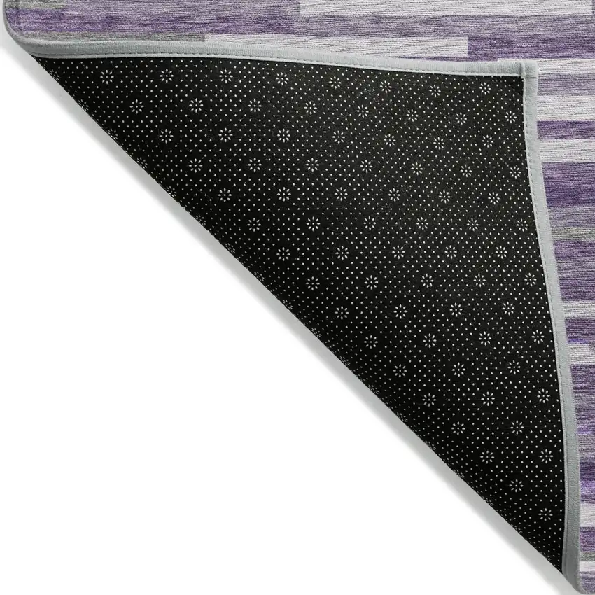 Purple And Gray Striped Washable Indoor Outdoor Area Rug Photo 4