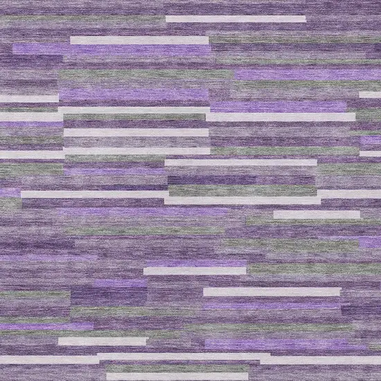 Purple And Gray Striped Washable Indoor Outdoor Area Rug Photo 6