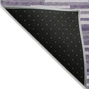 Photo of Purple And Gray Striped Washable Indoor Outdoor Area Rug