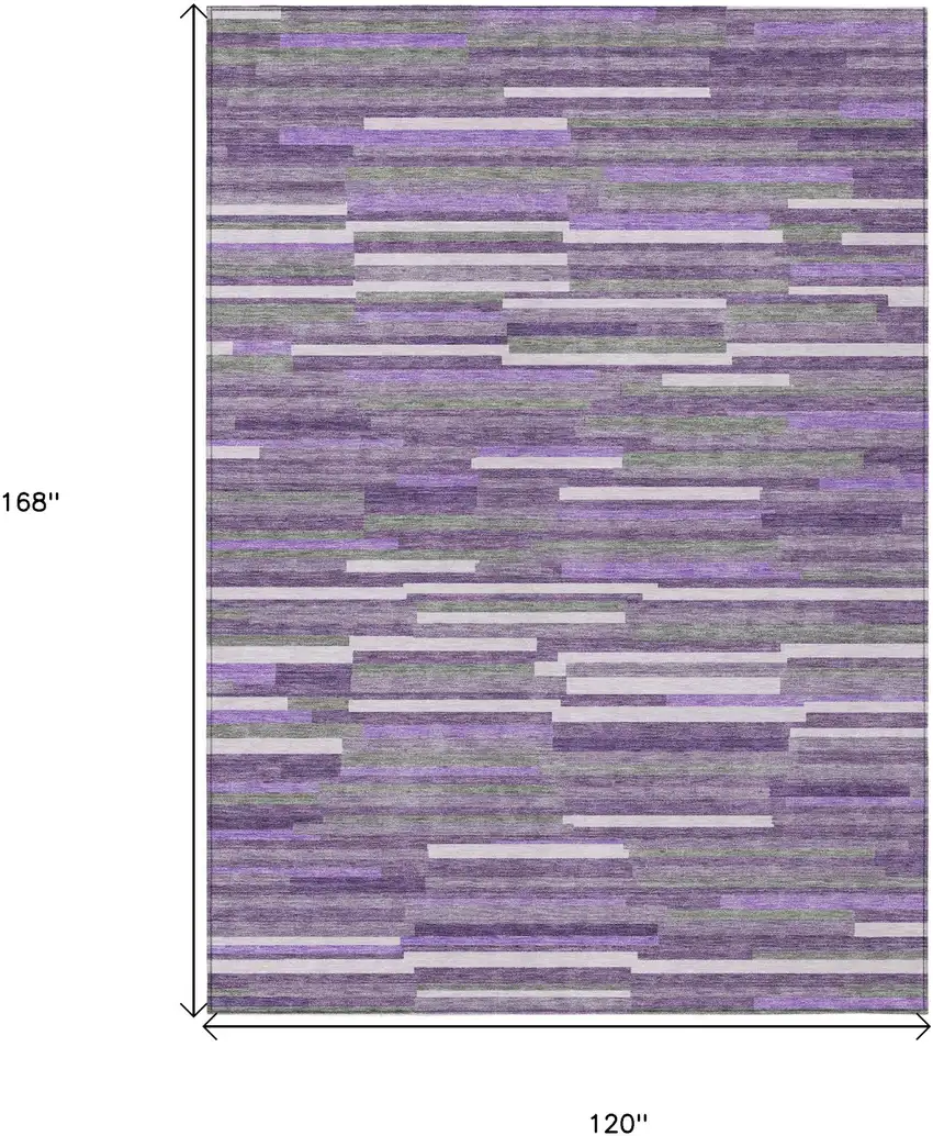Purple And Gray Striped Washable Indoor Outdoor Area Rug Photo 3