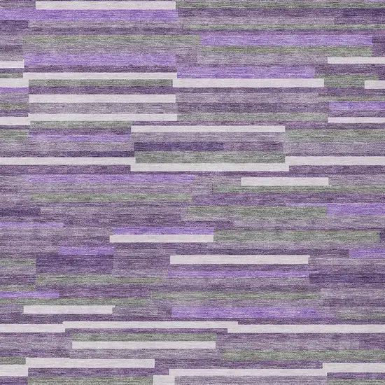 Purple And Gray Striped Washable Indoor Outdoor Area Rug Photo 6