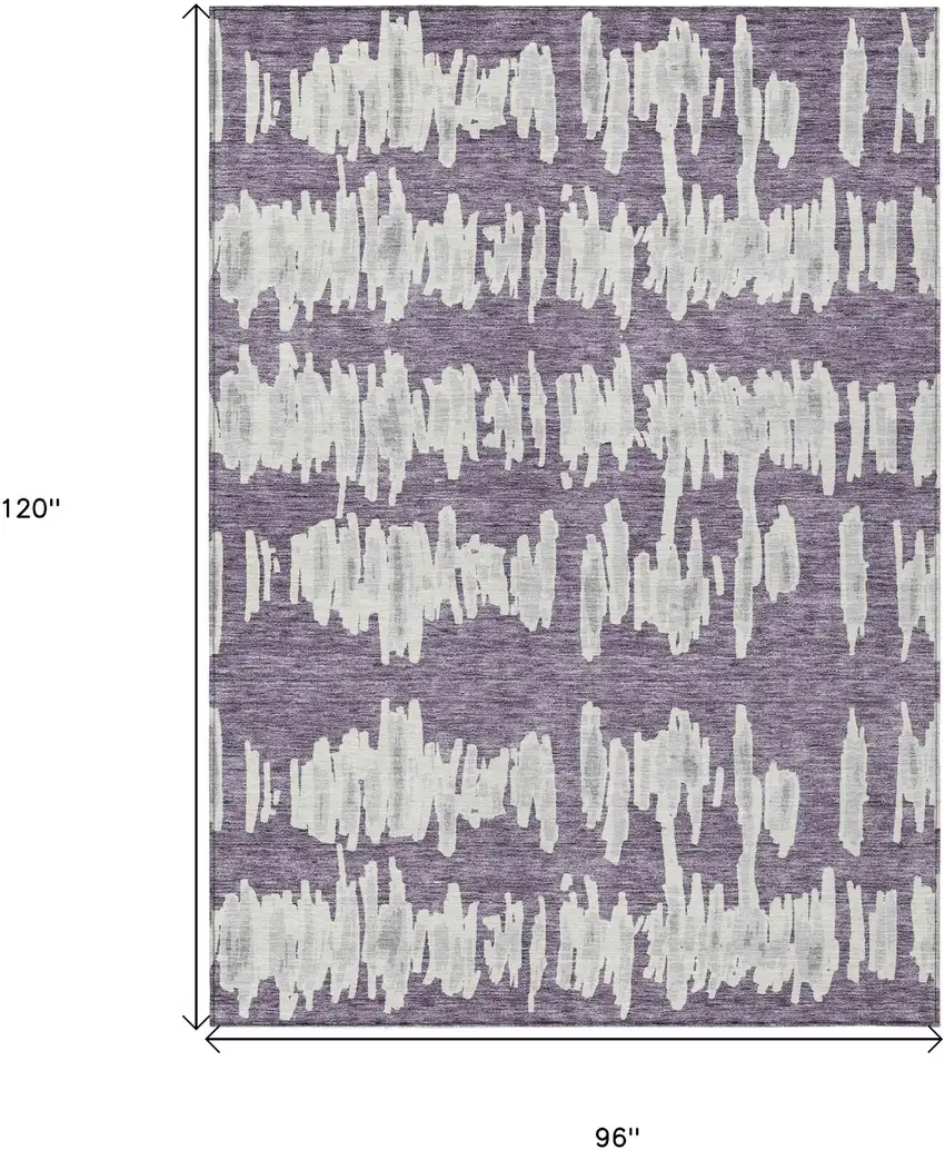 Purple And Gray Striped Washable Indoor Outdoor Area Rug Photo 3