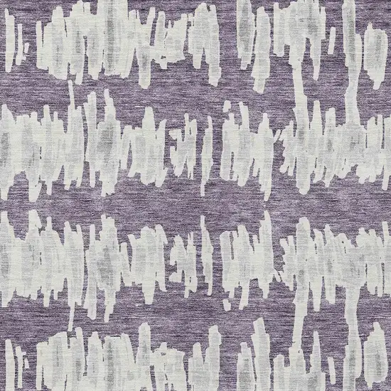 Purple And Gray Striped Washable Indoor Outdoor Area Rug Photo 6