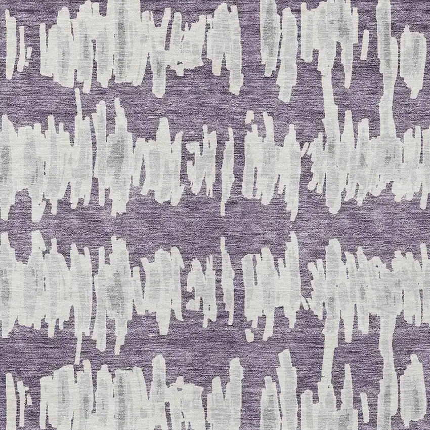 Purple And Gray Striped Washable Indoor Outdoor Area Rug Photo 6