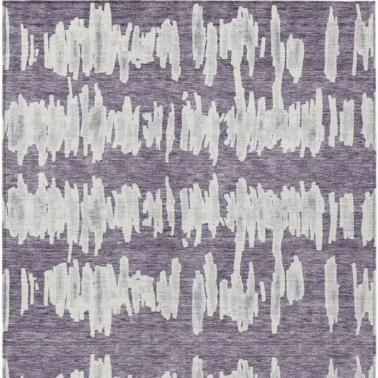 Purple And Gray Striped Washable Indoor Outdoor Area Rug Photo 7