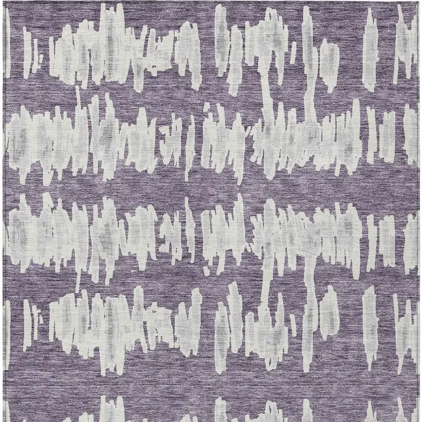 Purple And Gray Striped Washable Indoor Outdoor Area Rug Photo 7