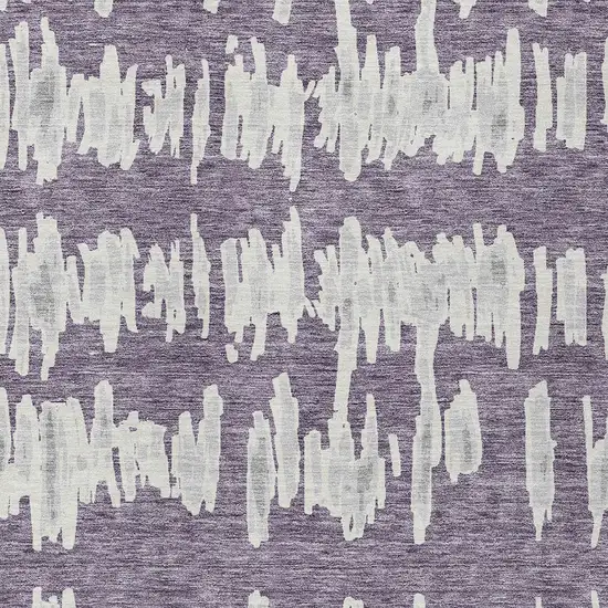 Purple And Gray Striped Washable Indoor Outdoor Area Rug Photo 6