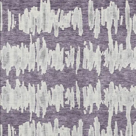 Purple And Gray Striped Washable Indoor Outdoor Area Rug Photo 6