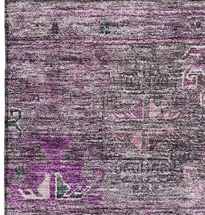 Purple And Gray Tribal Washable Area Rug With UV Protection Photo 5