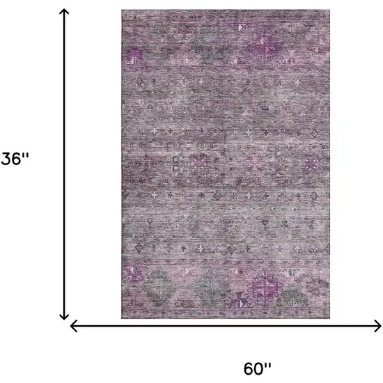 Purple And Gray Tribal Washable Area Rug With UV Protection Photo 3