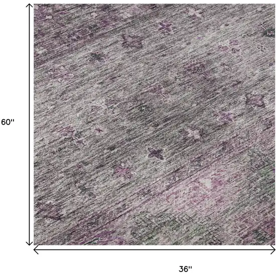 Purple And Gray Tribal Washable Area Rug With UV Protection Photo 8