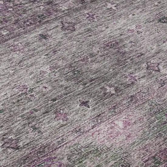 Purple And Gray Tribal Washable Area Rug With UV Protection Photo 1