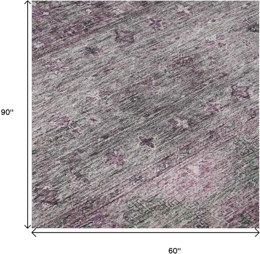 Purple And Gray Tribal Washable Area Rug With UV Protection Photo 9