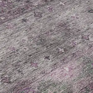 Photo of Purple And Gray Tribal Washable Area Rug With UV Protection