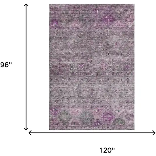 Purple And Gray Tribal Washable Area Rug With UV Protection Photo 5