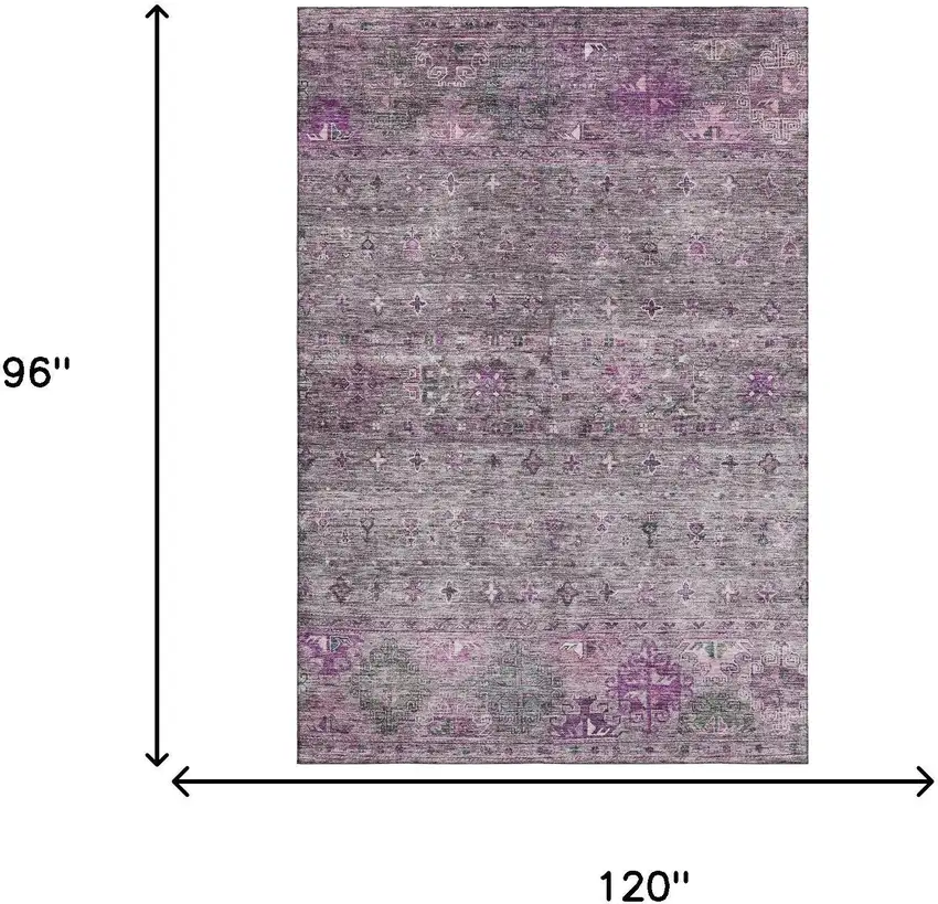 Purple And Gray Tribal Washable Area Rug With UV Protection Photo 5