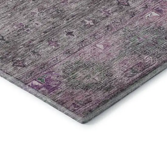 Purple And Gray Tribal Washable Area Rug With UV Protection Photo 6
