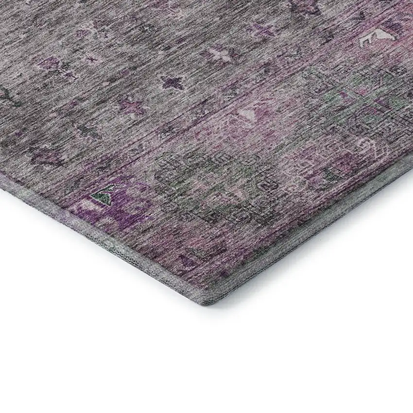Purple And Gray Tribal Washable Area Rug With UV Protection Photo 6