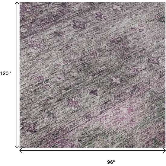 Purple And Gray Tribal Washable Area Rug With UV Protection Photo 8