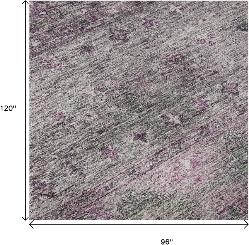 Purple And Gray Tribal Washable Area Rug With UV Protection Photo 8
