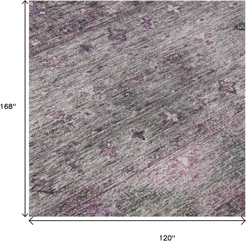 Purple And Gray Tribal Washable Area Rug With UV Protection Photo 8