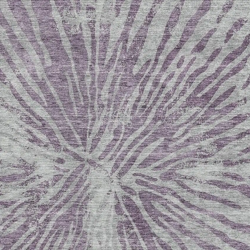 Purple And Gray Zebra Print Washable Area Rug With UV Protection Photo 3