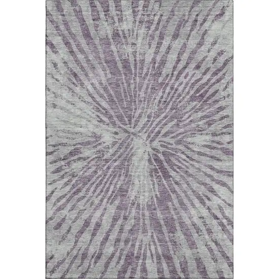 Purple And Gray Zebra Print Washable Area Rug With UV Protection Photo 1