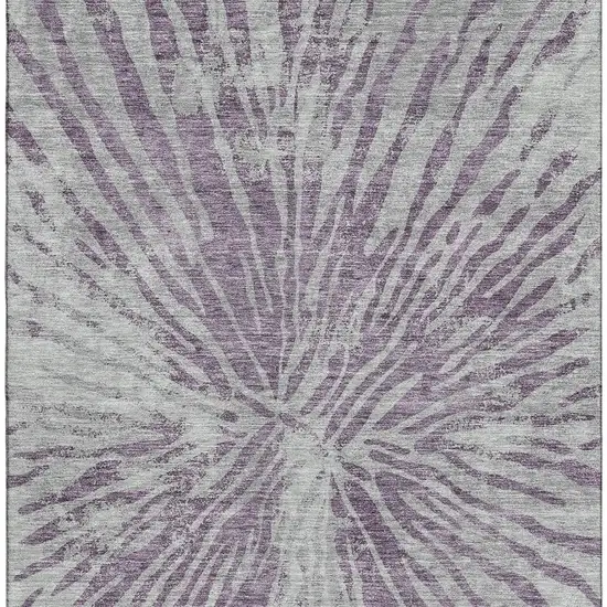 Purple And Gray Zebra Print Washable Area Rug With UV Protection Photo 3