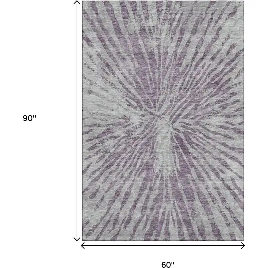 Purple And Gray Zebra Print Washable Area Rug With UV Protection Photo 3