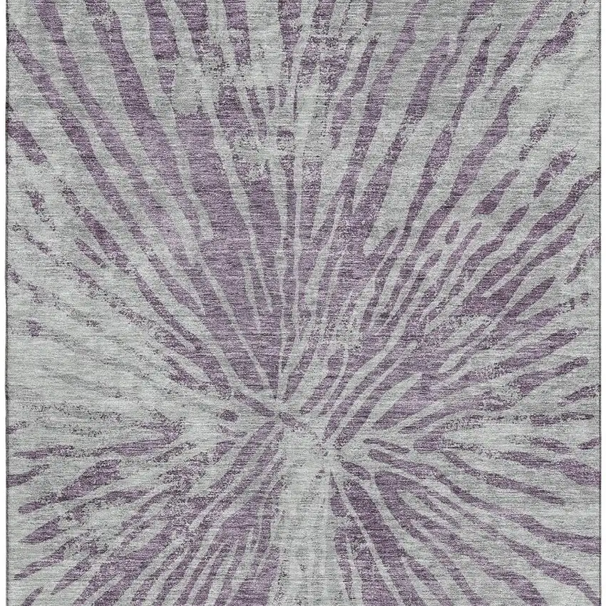 Purple And Gray Zebra Print Washable Area Rug With UV Protection Photo 4
