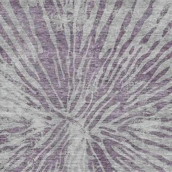 Purple And Gray Zebra Print Washable Area Rug With UV Protection Photo 3