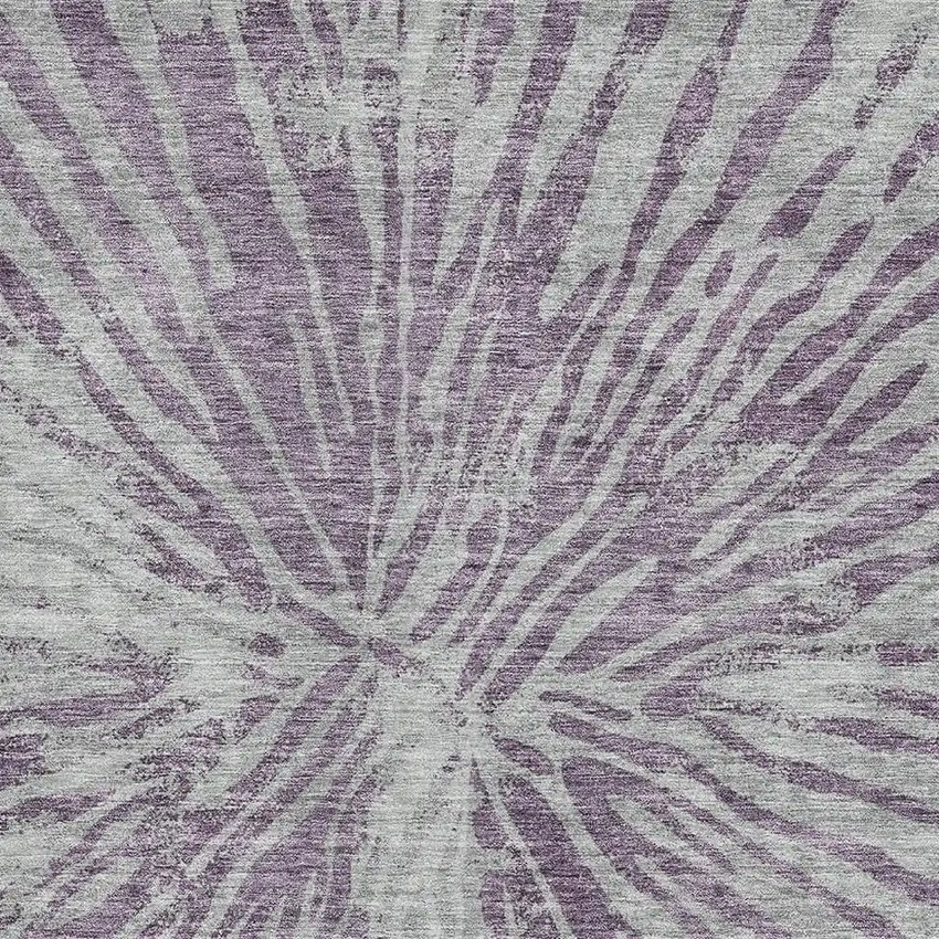 Purple And Gray Zebra Print Washable Area Rug With UV Protection Photo 3
