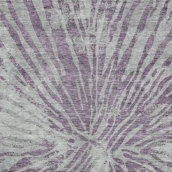 Purple And Gray Zebra Print Washable Area Rug With UV Protection Photo 3