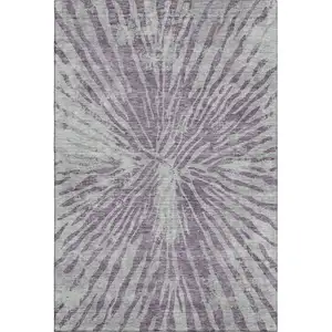 Photo of Purple And Gray Zebra Print Washable Area Rug With UV Protection