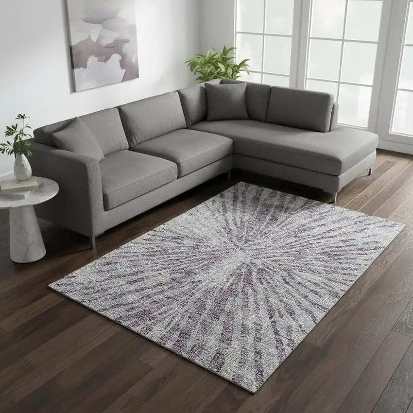 Purple And Gray Zebra Print Washable Area Rug With UV Protection Photo 2