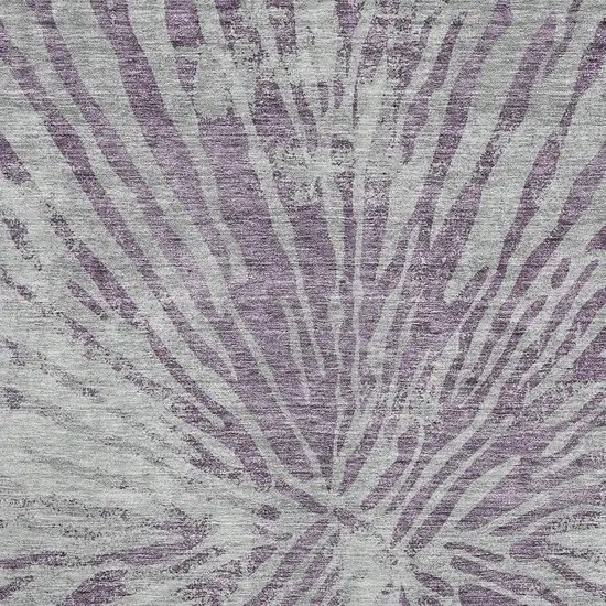 Purple And Gray Zebra Print Washable Area Rug With UV Protection Photo 3