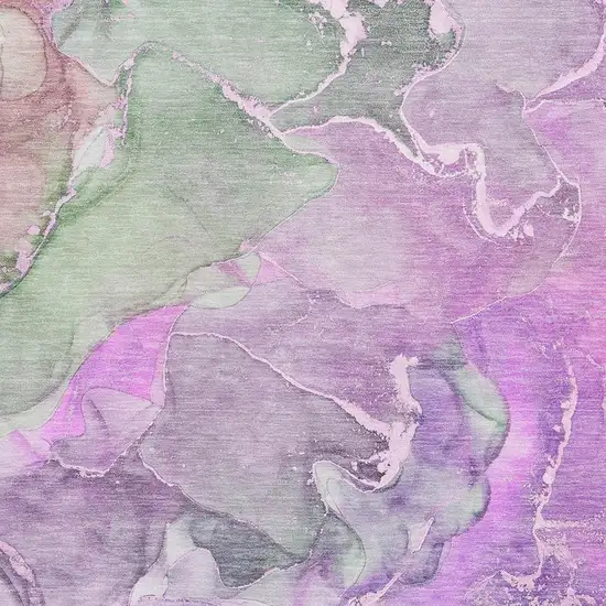 Purple And Green Abstract Washable Area Rug With UV Protection Photo 3