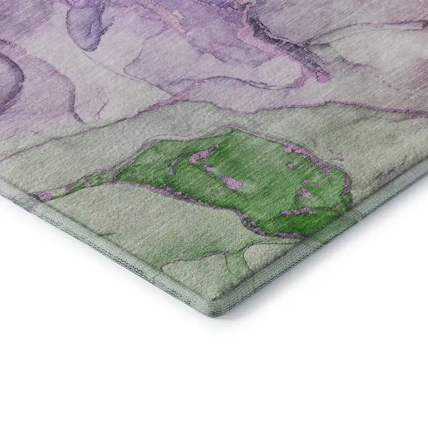 Purple And Green Abstract Washable Area Rug With UV Protection Photo 8