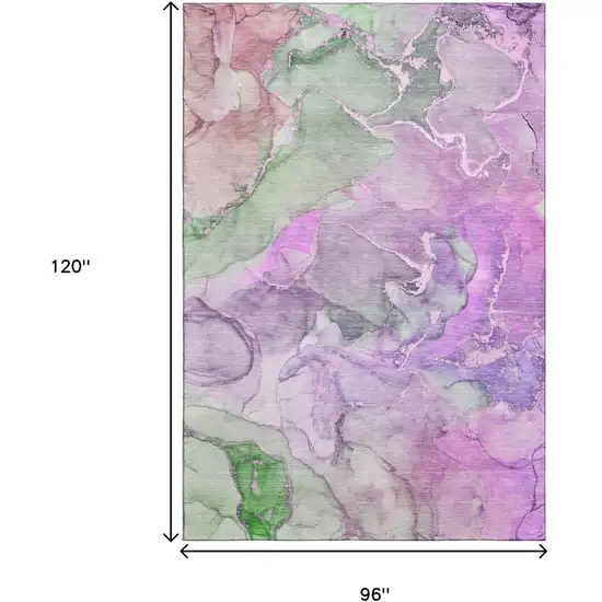 Purple And Green Abstract Washable Area Rug With UV Protection Photo 3
