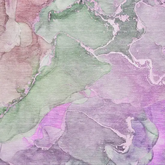 Purple And Green Abstract Washable Area Rug With UV Protection Photo 3