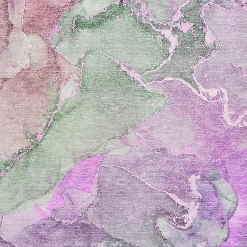 Purple And Green Abstract Washable Area Rug With UV Protection Photo 3