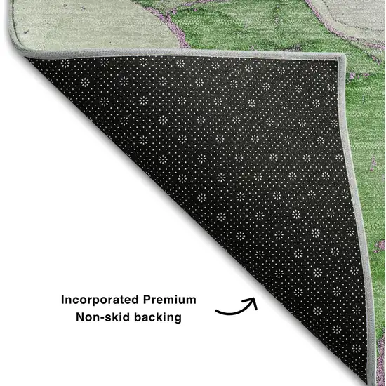 Purple And Green Abstract Washable Area Rug With UV Protection Photo 7