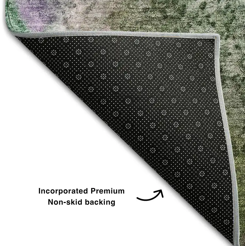 Purple And Green Abstract Washable Area Rug With UV Protection Photo 8