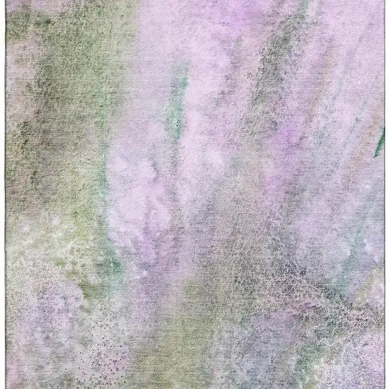 Purple And Green Abstract Washable Area Rug With UV Protection Photo 3