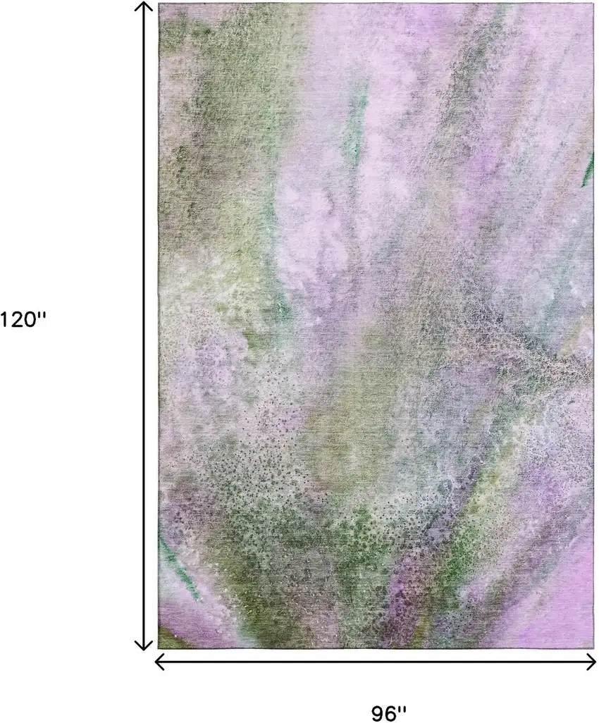 Purple And Green Abstract Washable Area Rug With UV Protection Photo 3