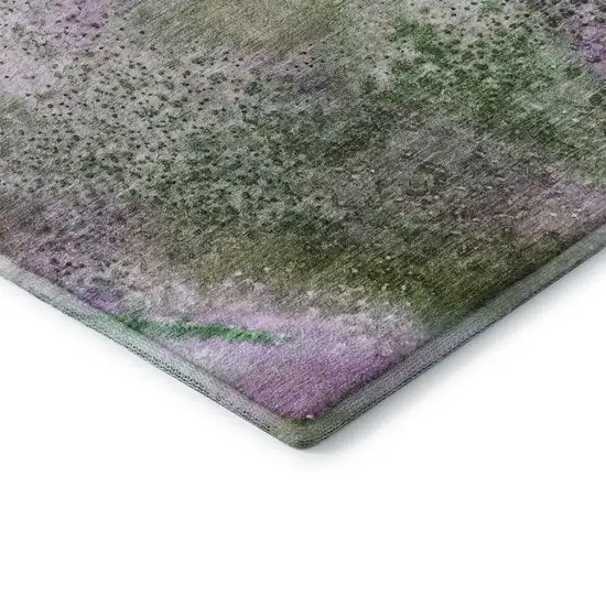 Purple And Green Abstract Washable Area Rug With UV Protection Photo 8