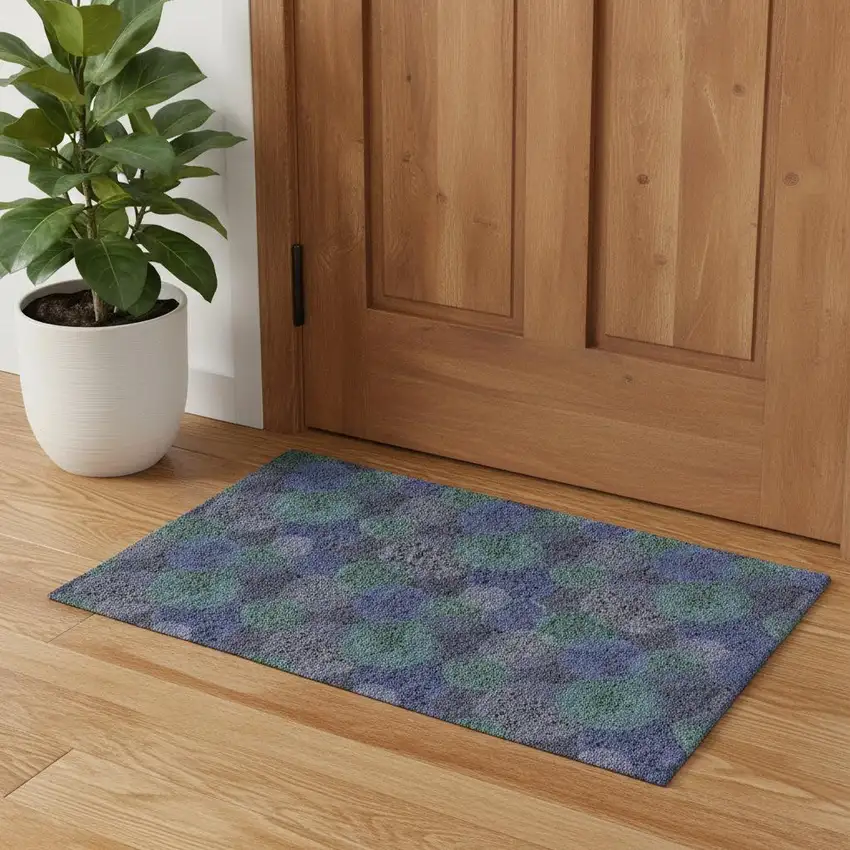 Purple And Green Abstract Washable Area Rug With UV Protection Photo 1