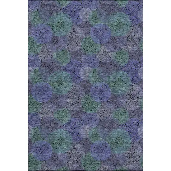 Purple And Green Abstract Washable Area Rug With UV Protection Photo 6