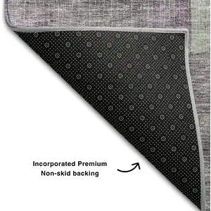 Photo of Purple And Green Abstract Washable Area Rug With UV Protection